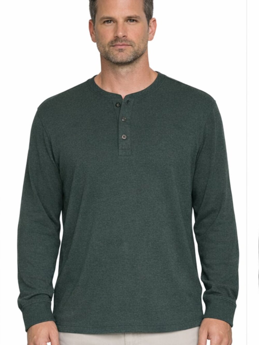 The Foundry Supply Co. Dark Green Long Sleeve Waffle Knit Henley — Size 2XL